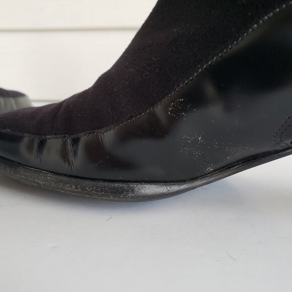 Salvatore Ferragamo Black Cashmere and calf leather ankle ANTONIA boots Women 8 - Picture 10 of 16